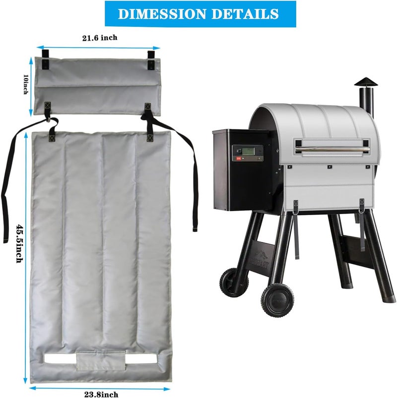 FORYEYC Grill Thermal Insulation Blanket for Traeger Pro 575, Pro 22 Series, Pro 20 Traeger BAC344 and Lil' Tex Elite Insulated Blanket, BAC626 Wood Pellet Smoker Blanket Save Heat for Winter Cooking Cover - Image 3
